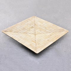 Square Footed Tray or Decorative Bowl with Bone Mosaic
