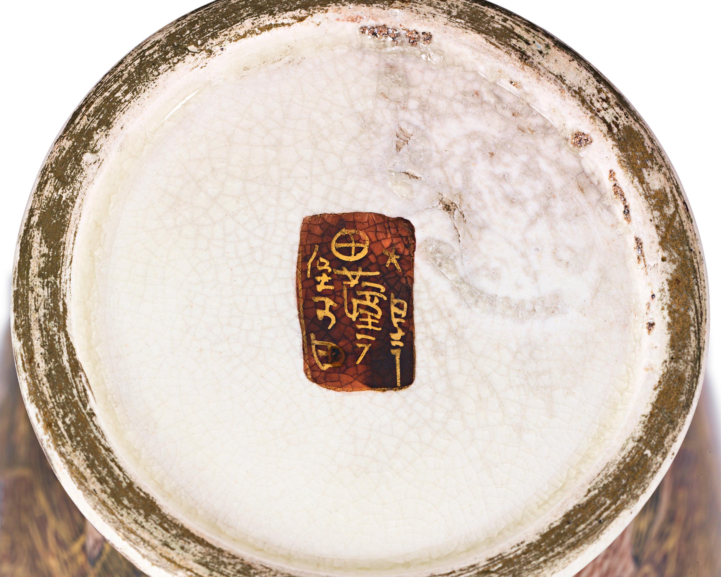 Meiji Square Form Satsuma Vase with Monks For Sale