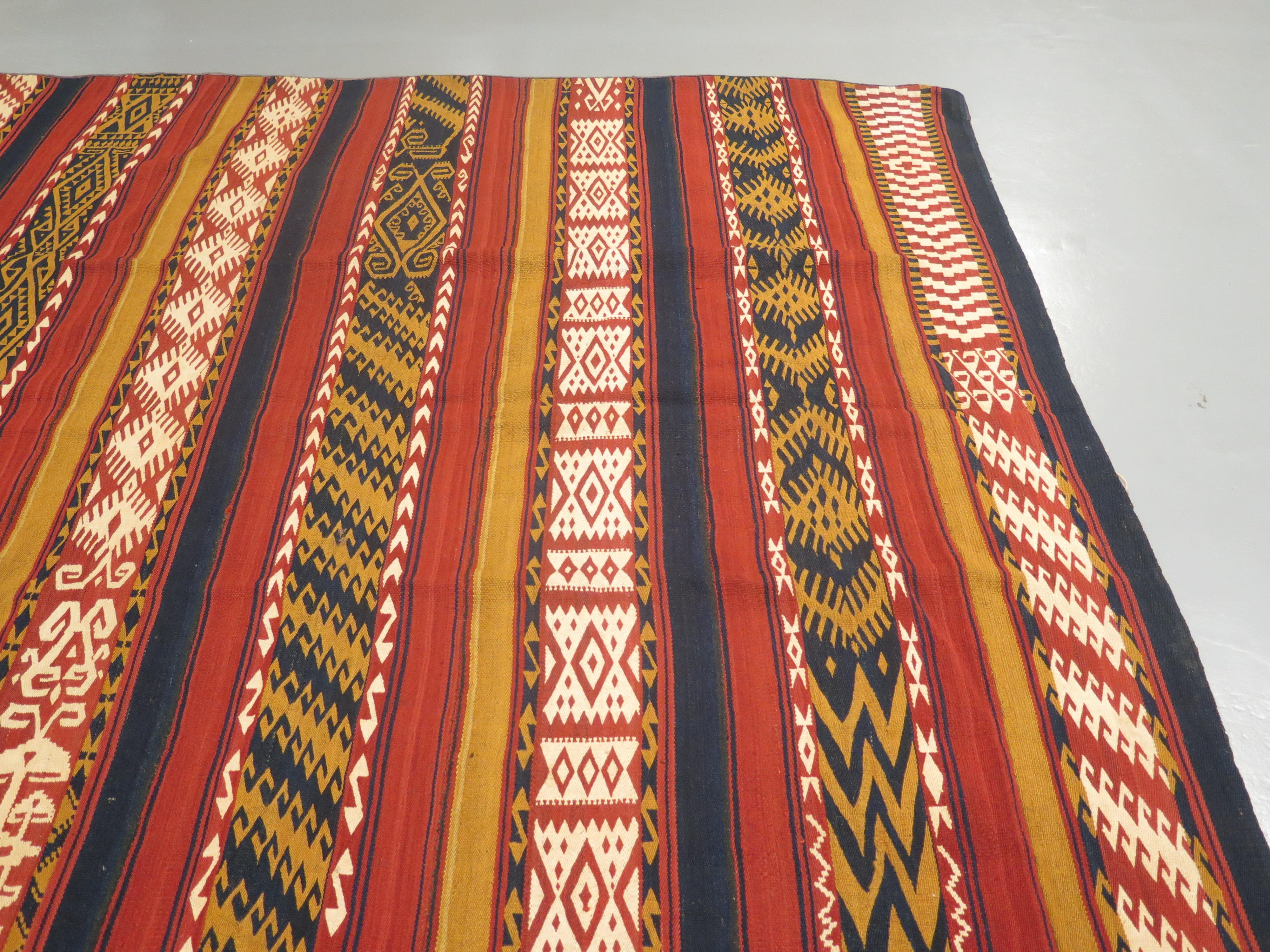 Vegetable Dyed Square Format Azerbaijani Flatweave, c. 1900 For Sale