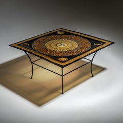 Square Fornasetti Coffee Table with Sun Motif, 20th Century