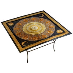 Square Fornasetti Coffee Table with Sun Motif, 20th Century