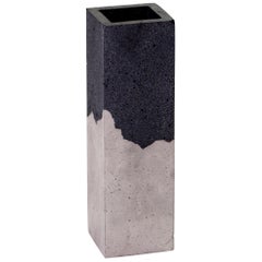 Square Fractured Concrete Vase, in Stock