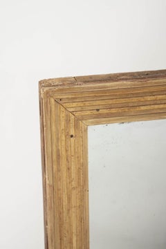 Specchio quadrato francese scanalato in legno dorato