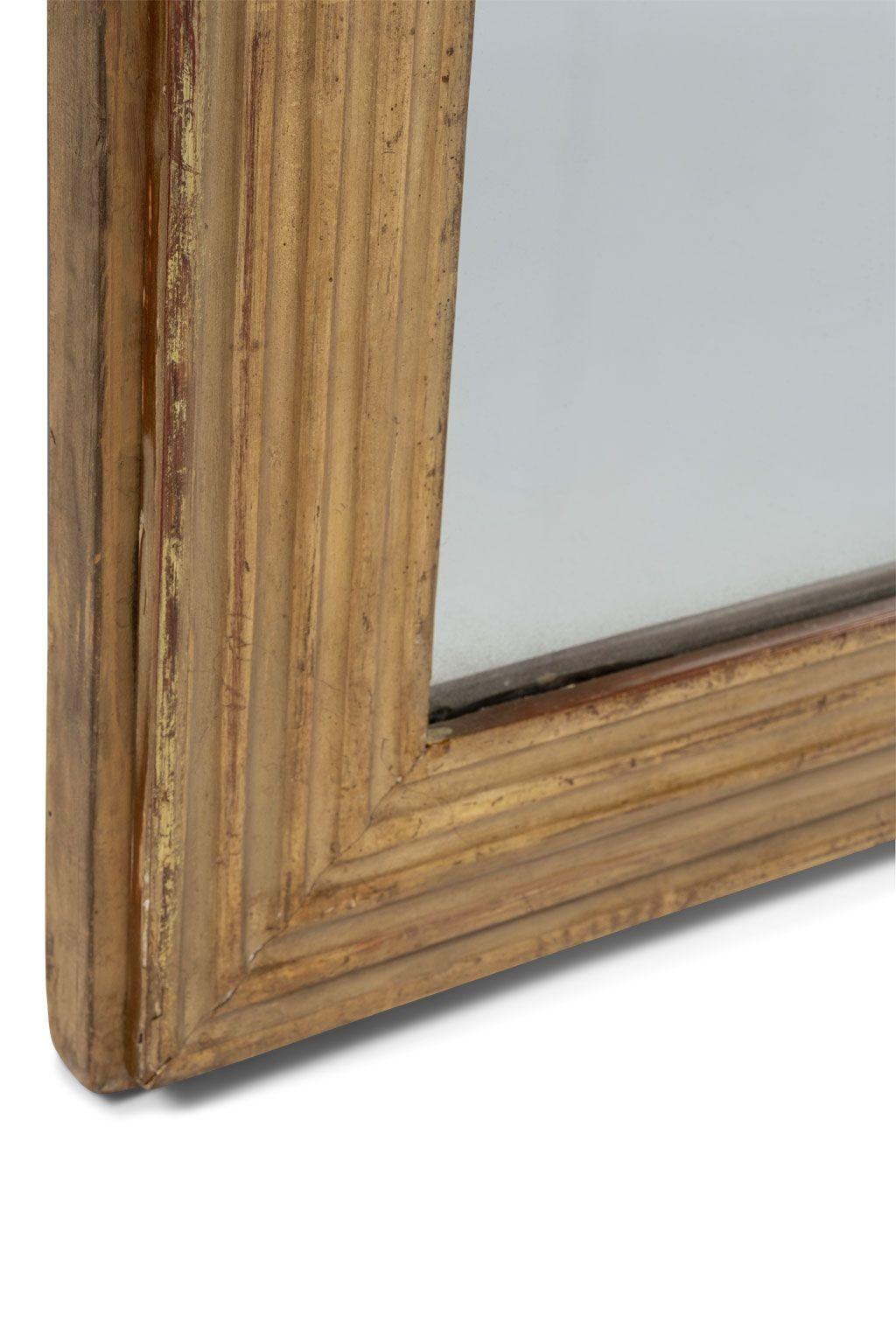 Neoclassical Square French Fluted Giltwood Mirror