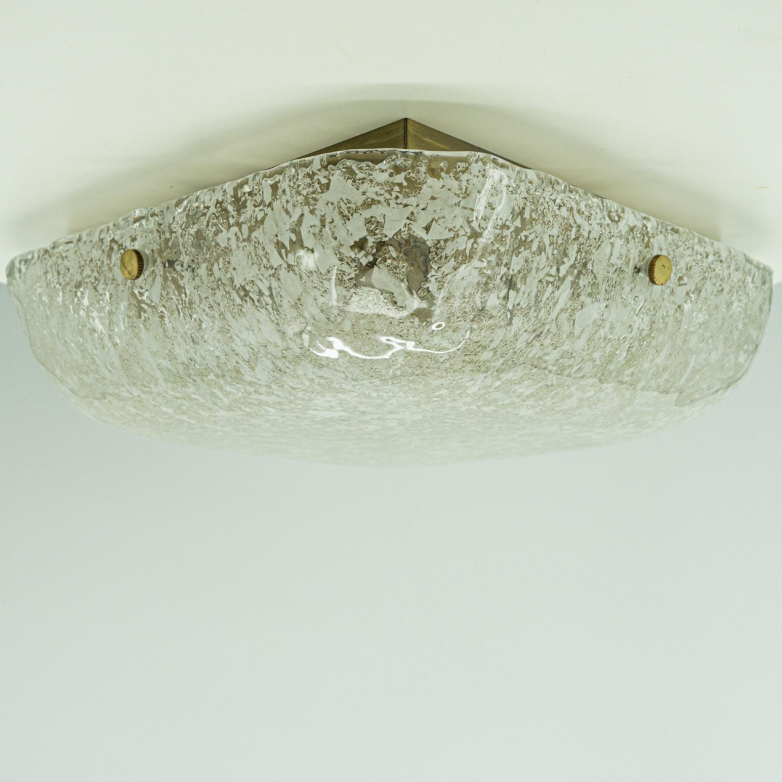 Monture encastrée carrée en verre dépoli par Hillebrand, 1960 Bon état - En vente à Rijssen, NL