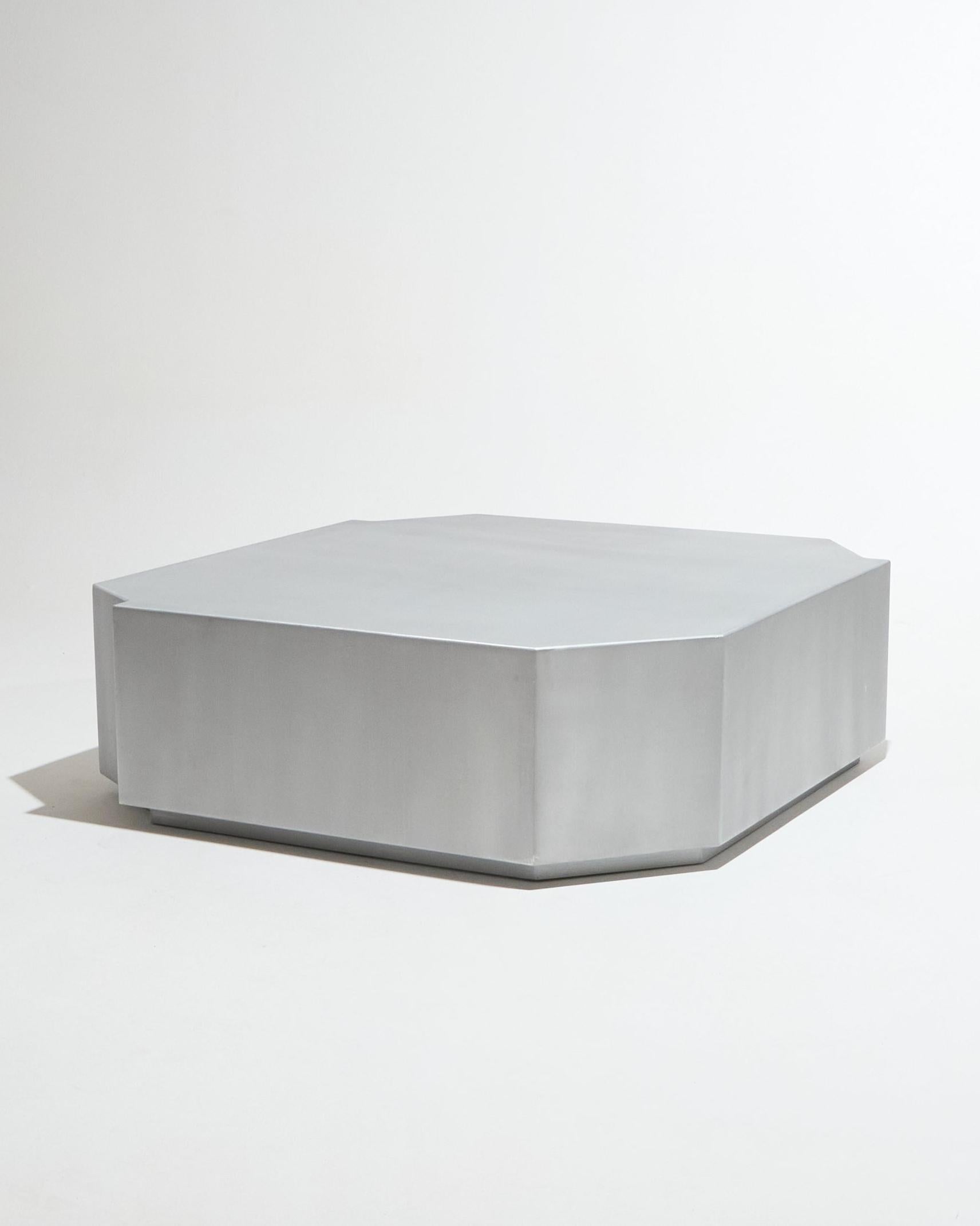 Mesa de centro cuadrada Funki Lounge de aluminio cepillado Aluminio en venta