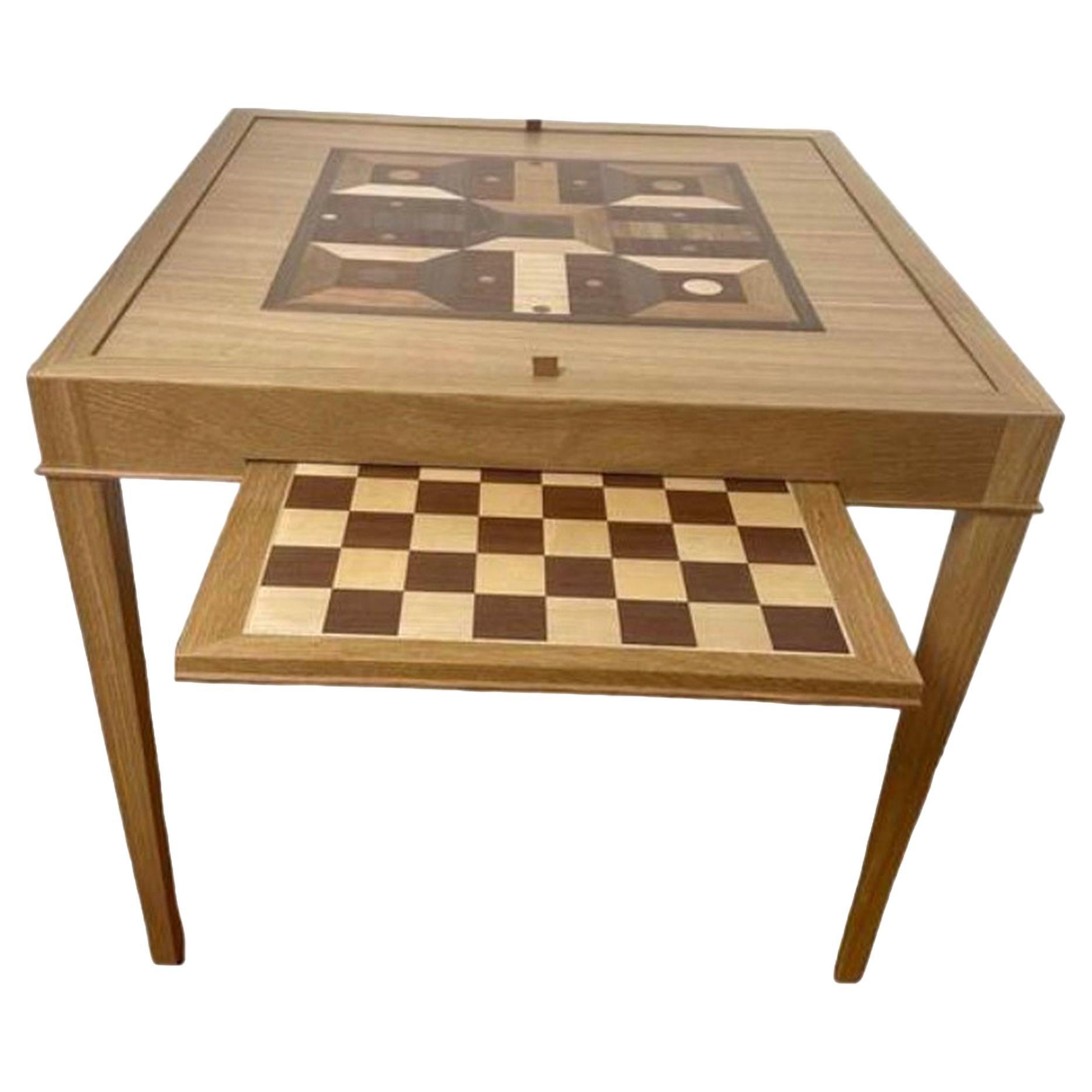 Square Game Table with Parchessi Board For Sale