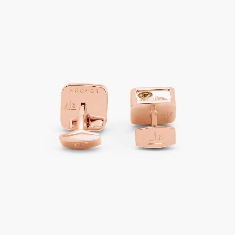 Square Gear Cufflinks in Rose Gold Plated Stainless Steel In New Condition For Sale In Fulham business exchange, London