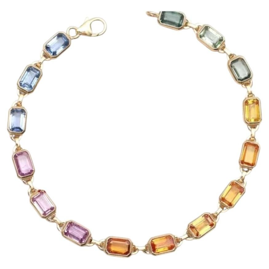 Bracelet tennis en or 14 carats avec diamants carrés