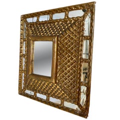 Antique Square Gilt Wood Mirror