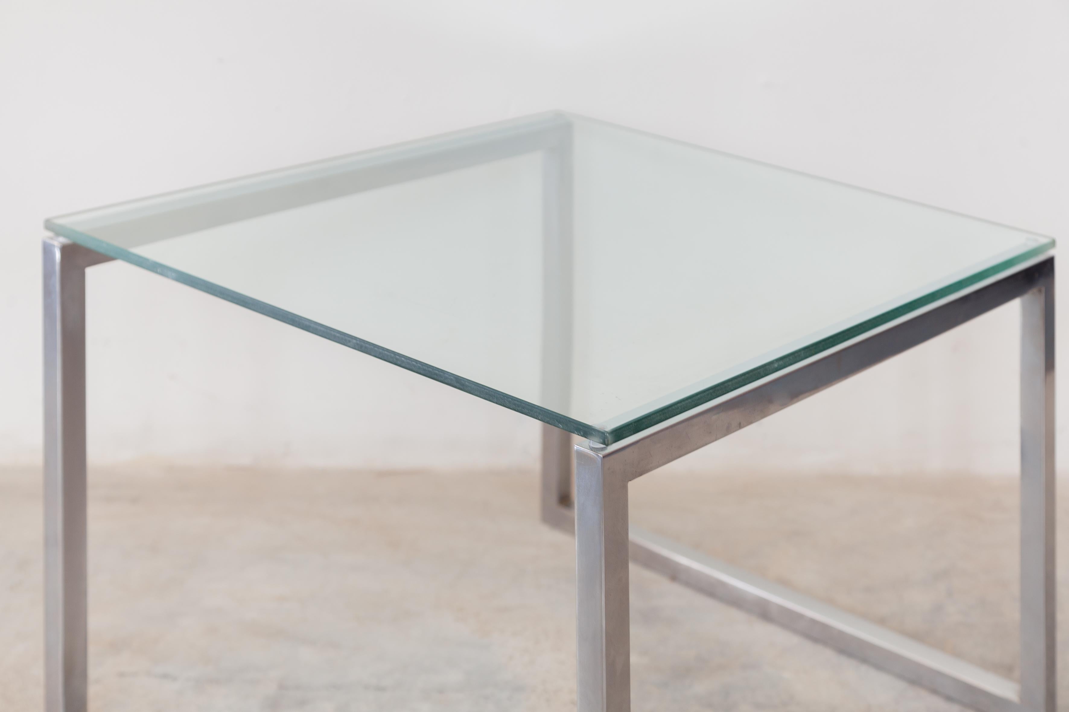 Square Glass and Chrome Coffee-Table, 1960’s, Italy In Good Condition In Antwerp, BE