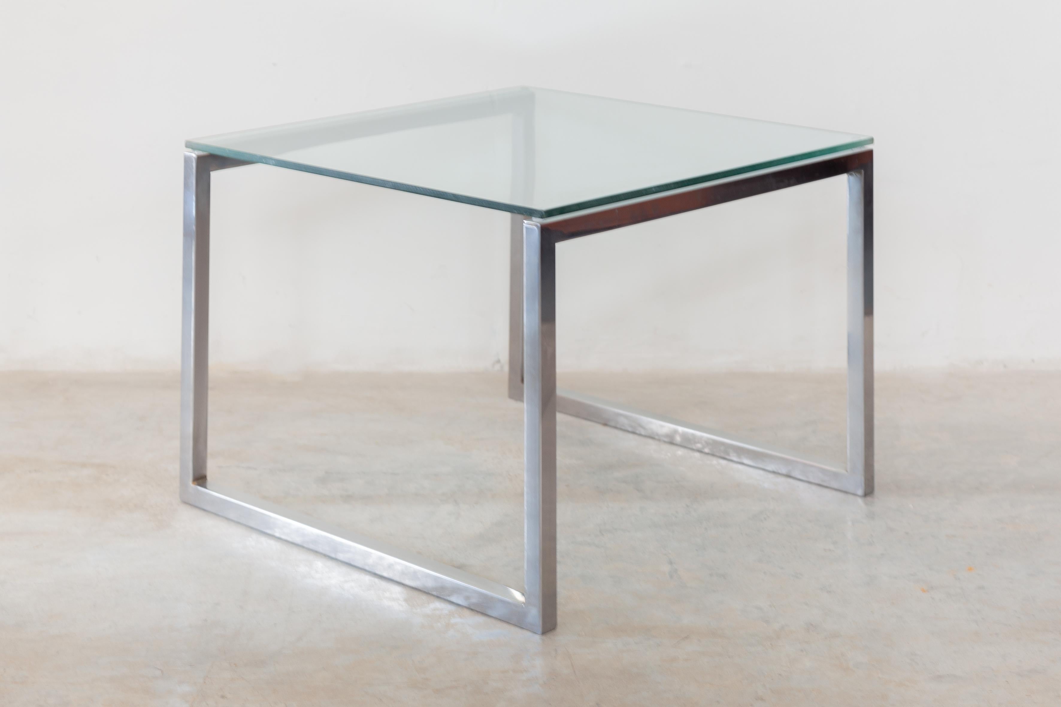 Square Glass and Chrome Coffee-Table, 1960’s, Italy 1