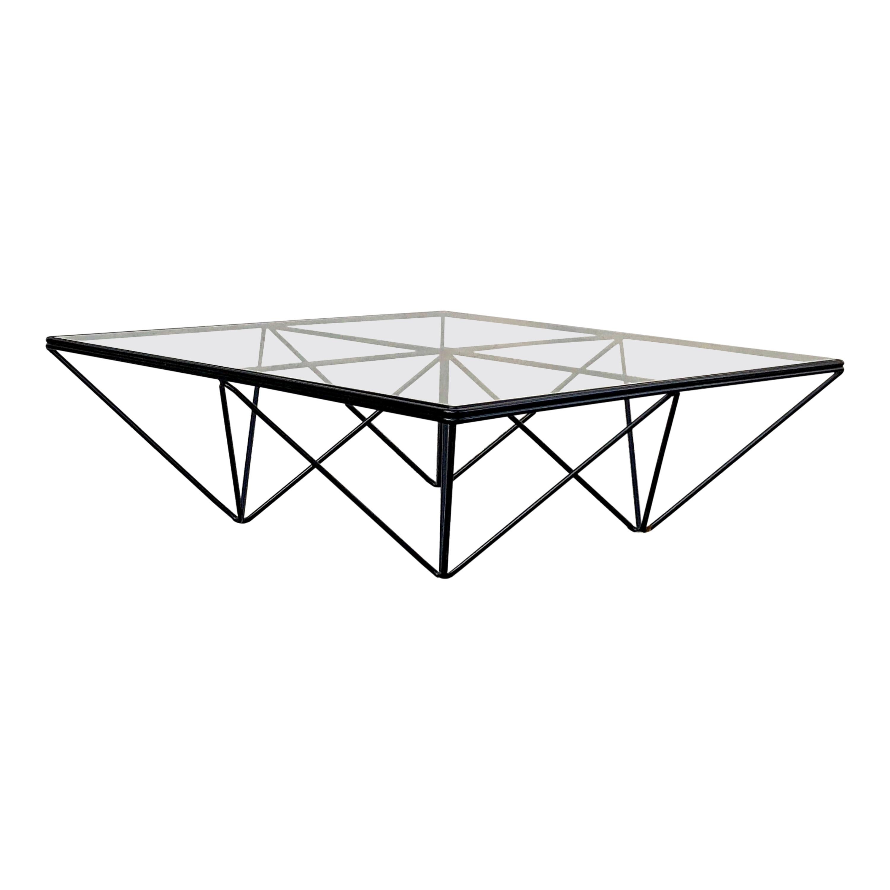 Square Glass and Iron "Alanda" Coffee Table in the style of Paolo Piva, 1981 For Sale