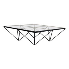 Square Glass and Iron "Alanda" Coffee Table in the style of Paolo Piva, 1981