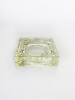 Posacenere quadrato in vetro, stile Art Déco, vetro Saint Gobain, Francia, 1940