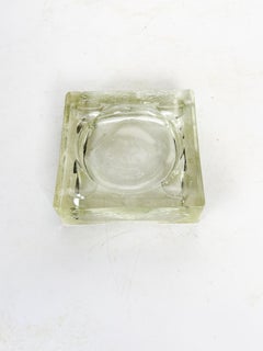 Square glass ashtray, Art Deco style, Saint-Gobain glass, France, 1940
