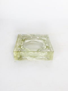 Square glass ashtray, Art Deco style, Saint-Gobain glass, France, 1940