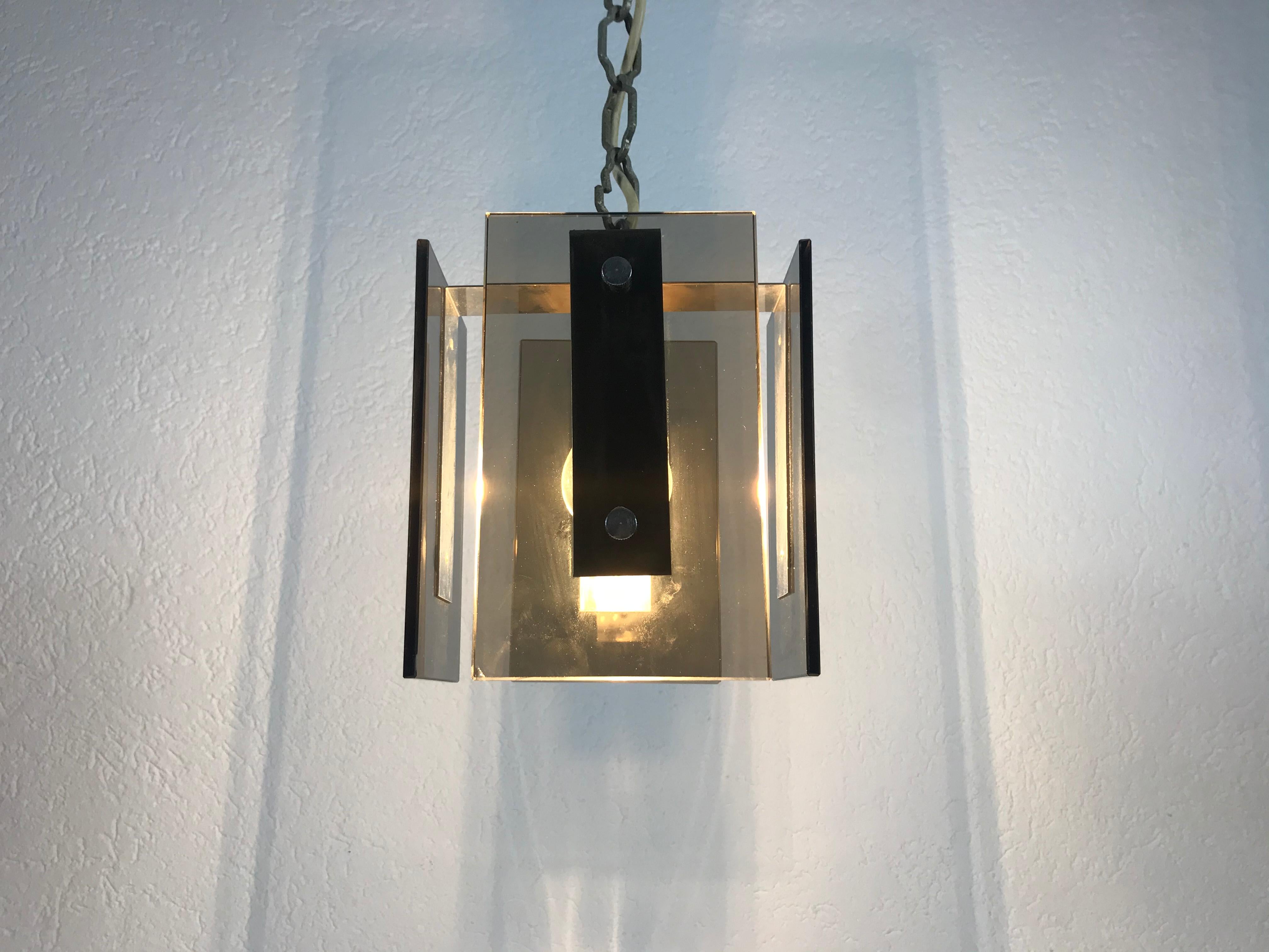 Square Glass Ceiling Light by Veca, 1970s, Italy For Sale 4