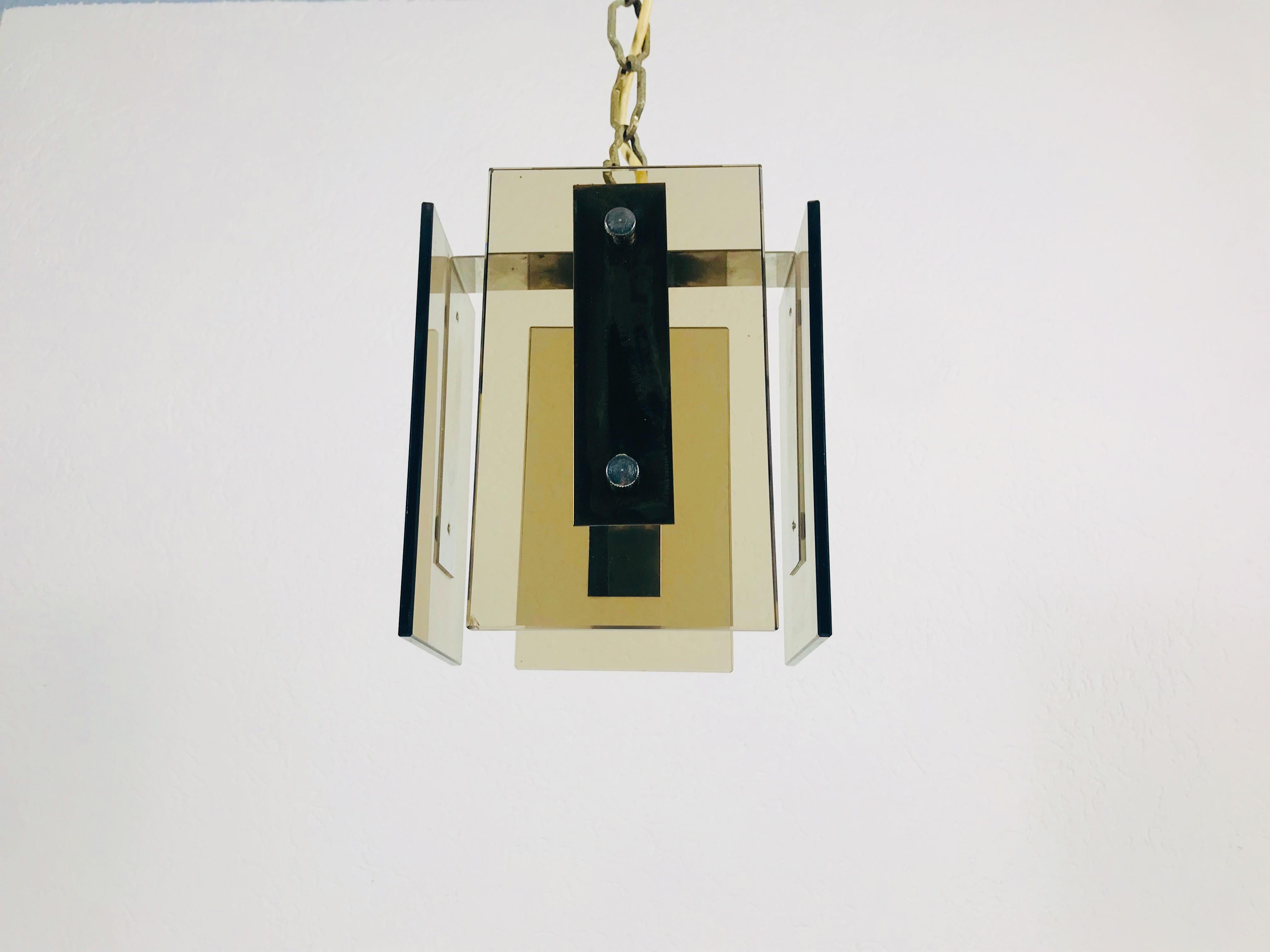 Mid-Century Modern Square Glass Ceiling Light by Veca, 1970s, Italy For Sale