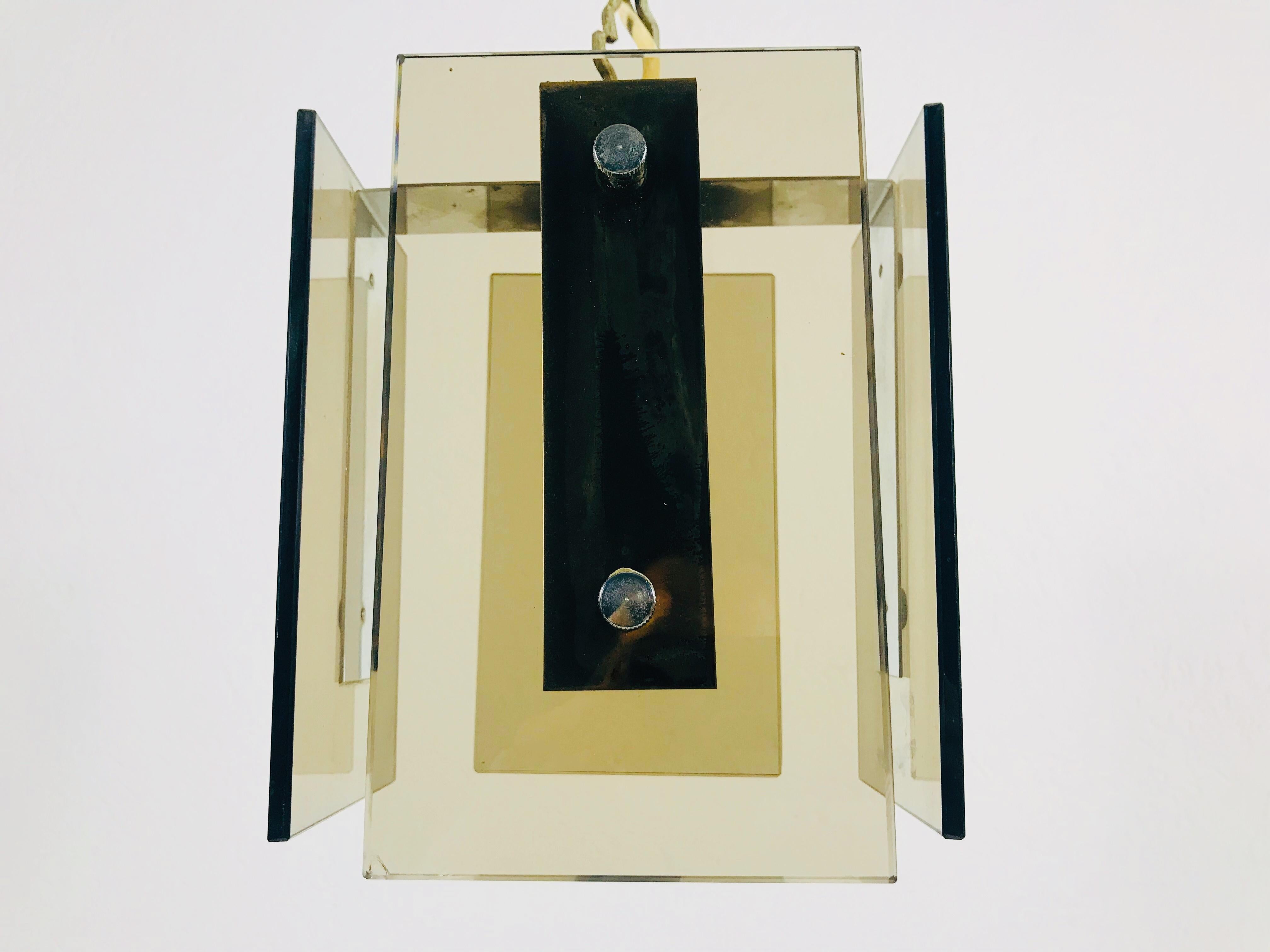 Square Glass Ceiling Light by Veca, 1970s, Italy In Good Condition For Sale In Hagenbach, DE