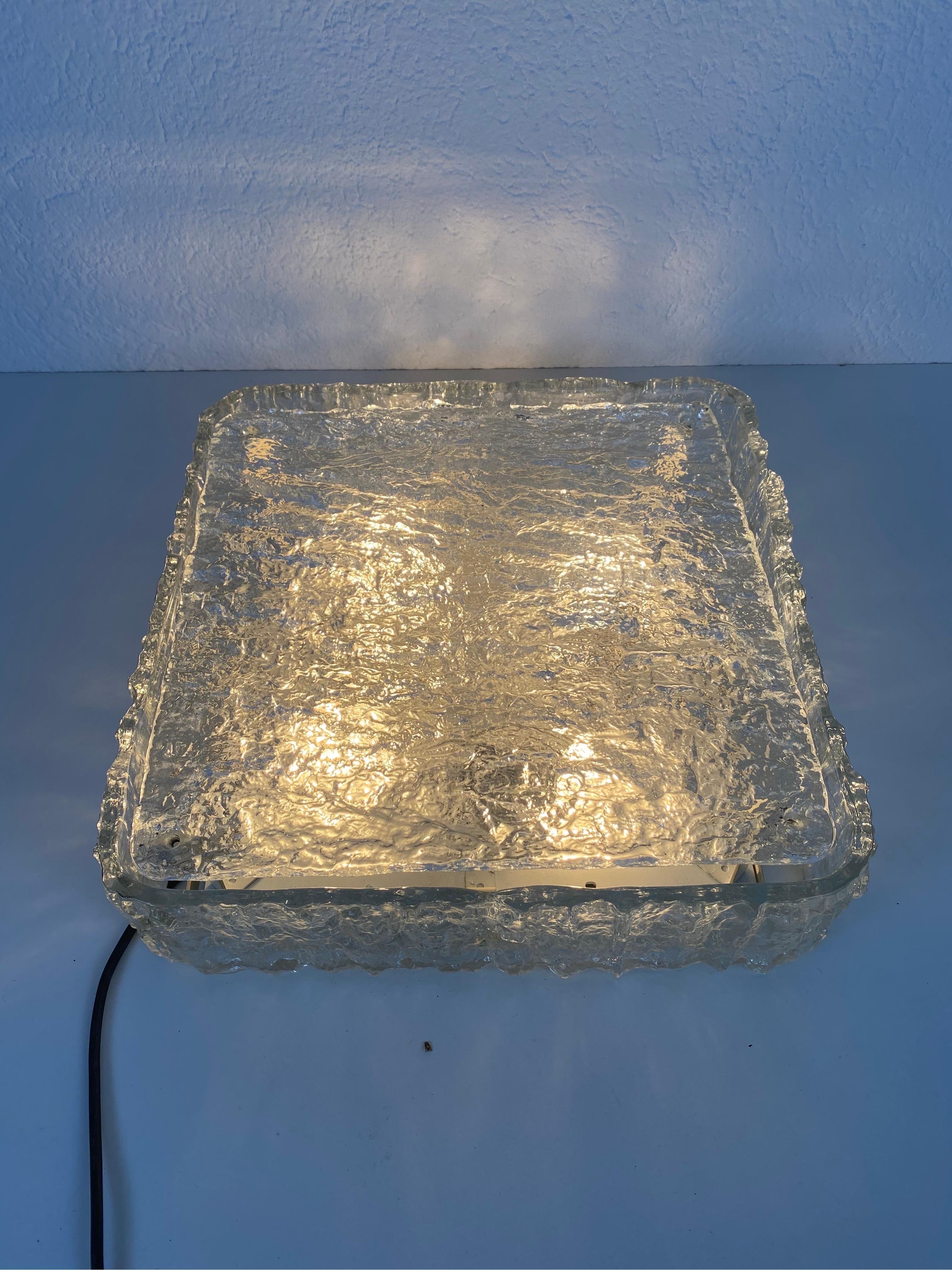 Square Glass Flush Mount by Kaiser, 1960s, Germany For Sale 2