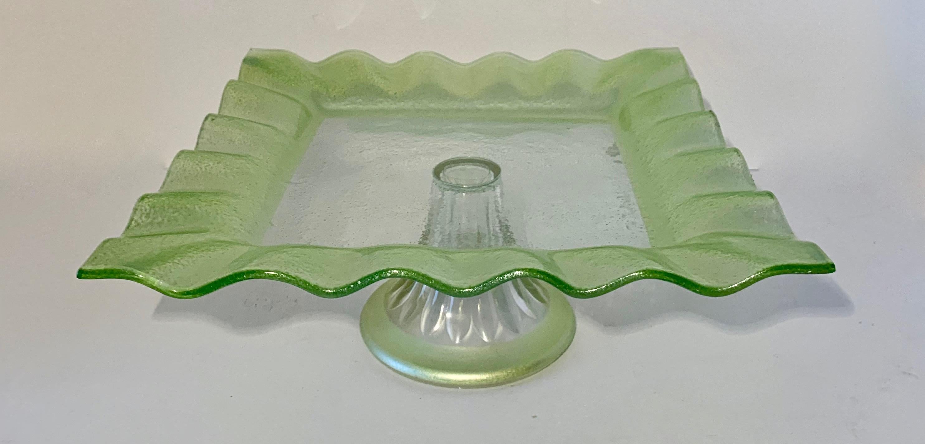 square glass cake stand with lid