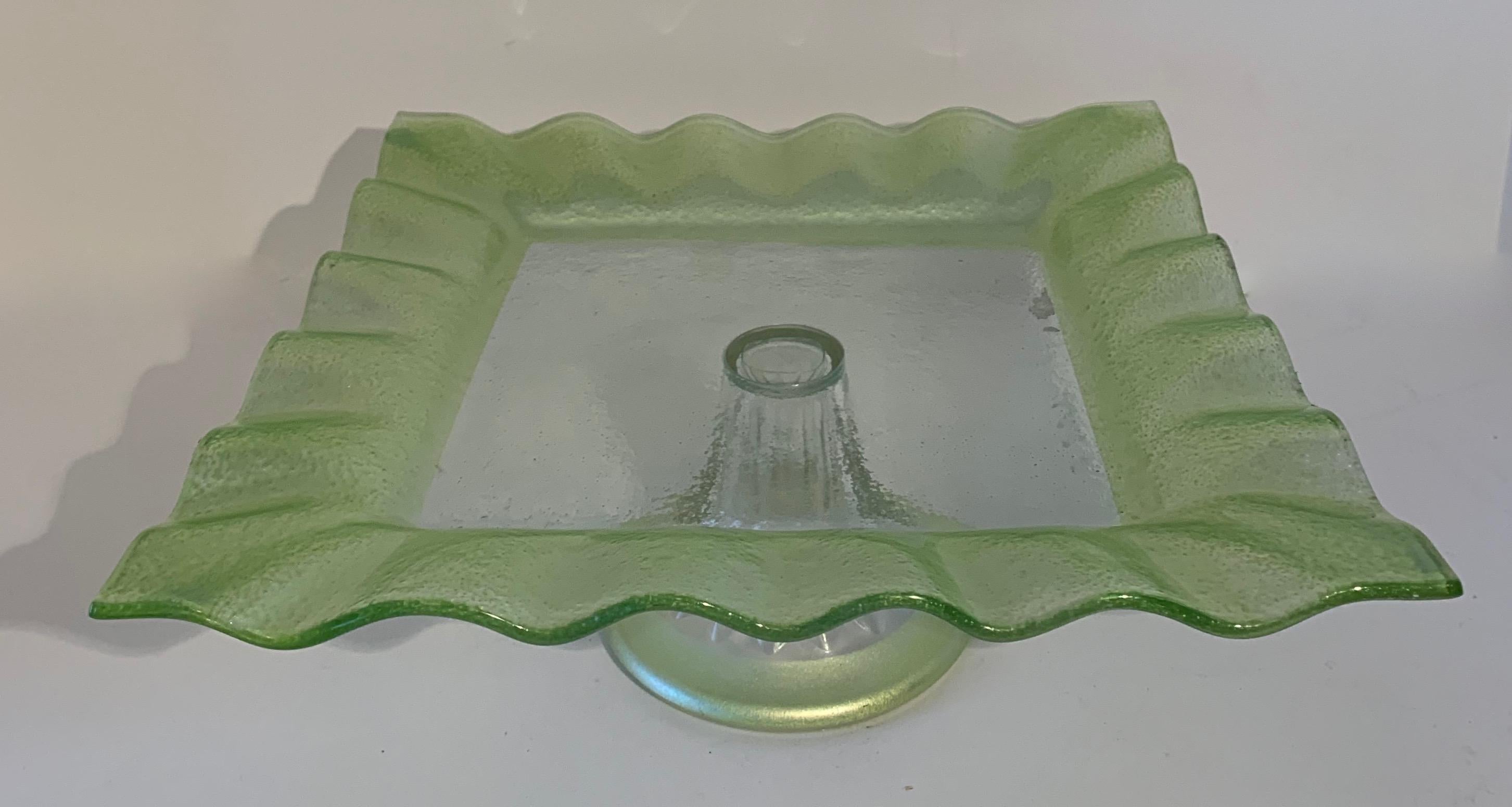 square glass cake stand