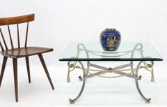 Square Glass Top Brass Rope and Tassel Decorated Coffee Table