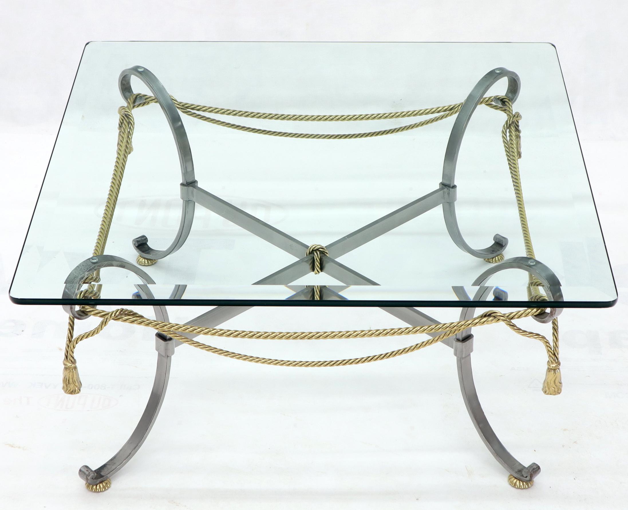 square glass and brass coffee table
