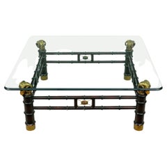 Square Glass Top Cocktail Table with Ram's Head Supports