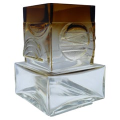 Vintage Square Glass Vase by Pentti Sarpaneva, Oy Kumela, Finland