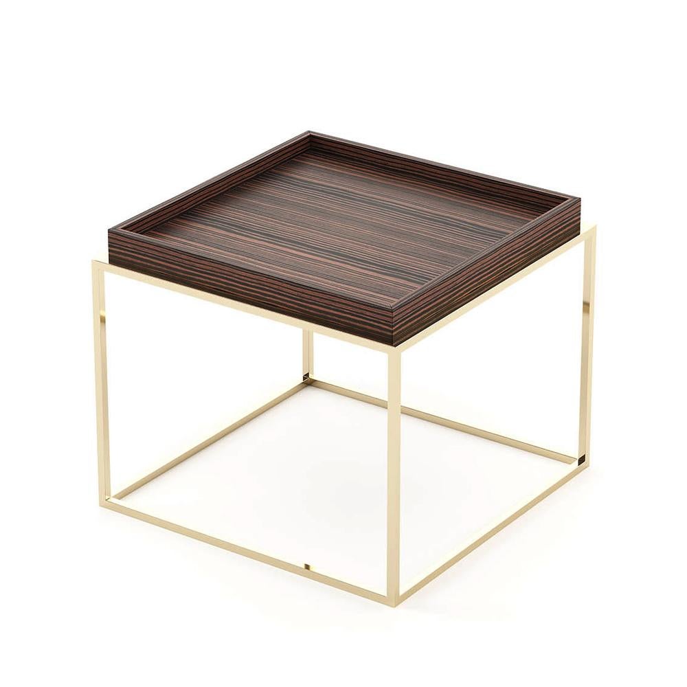 square gold side table