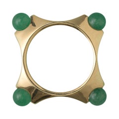 Square Gold Ring with Four Aventurine Balls