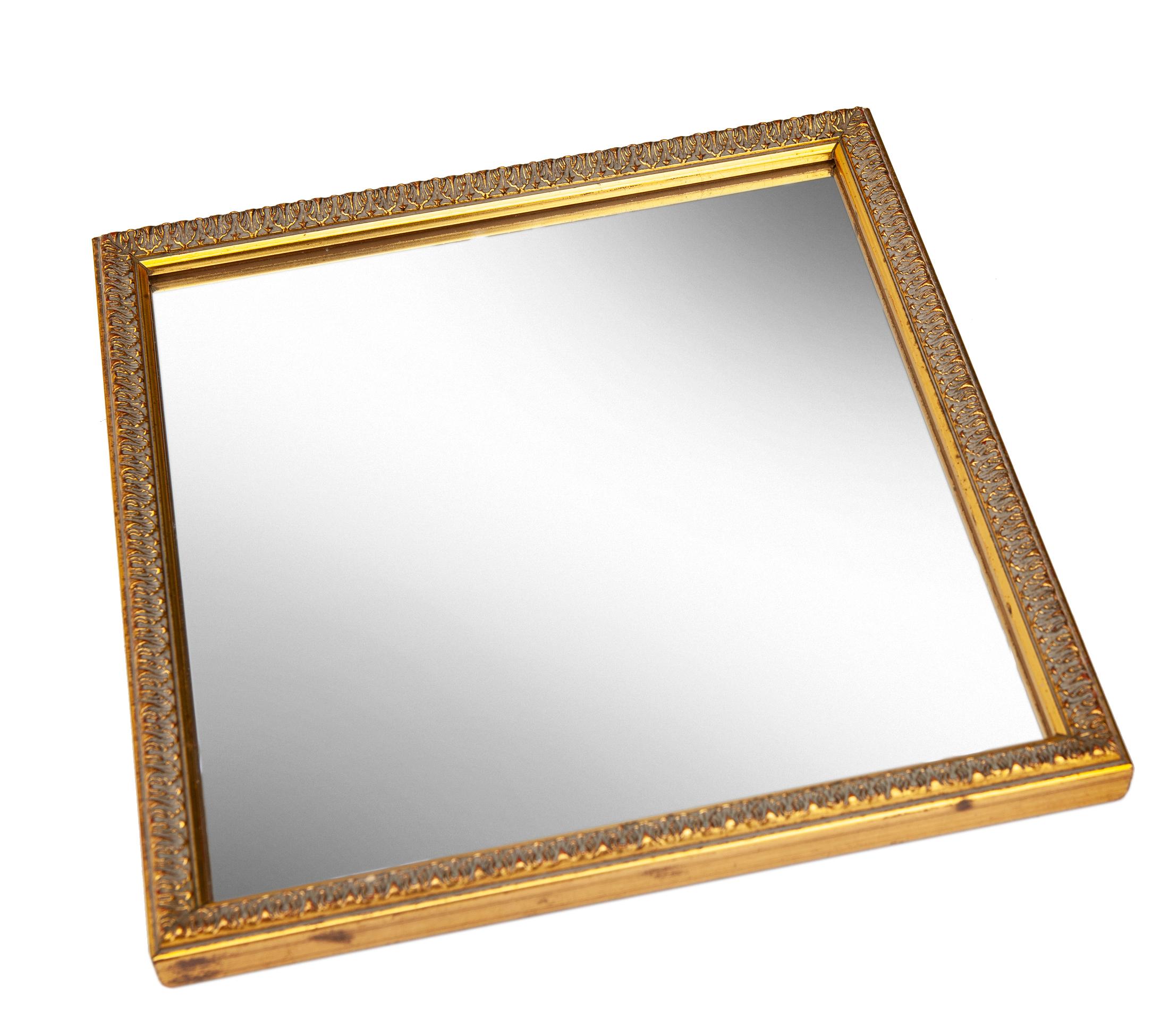 Square Gold Wall Mirror In Good Condition For Sale In Malibu, CA