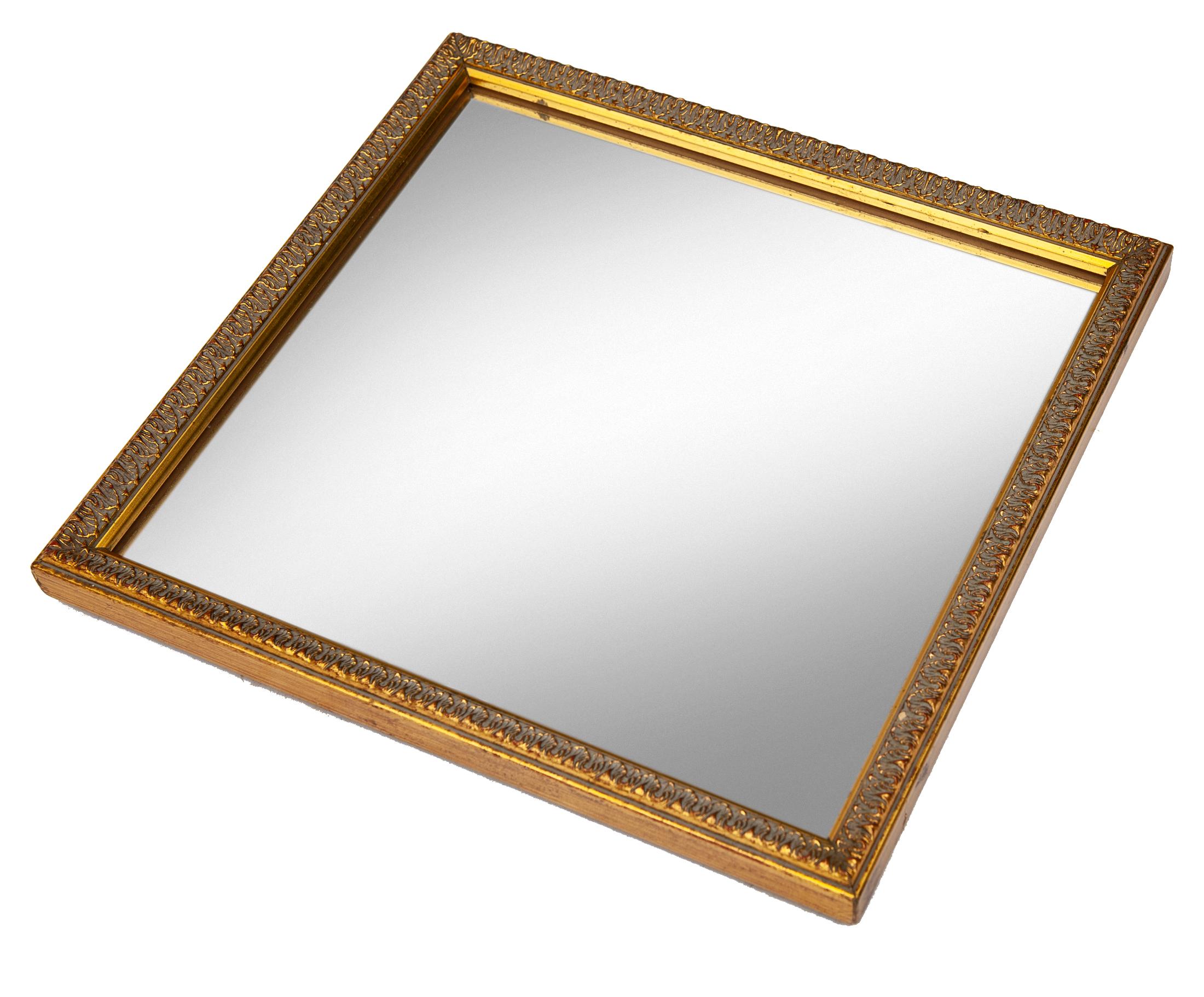 20ième siècle Miroir mural carré doré en vente