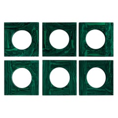 Set di 6 portatovaglioli quadrati in malachite verde
