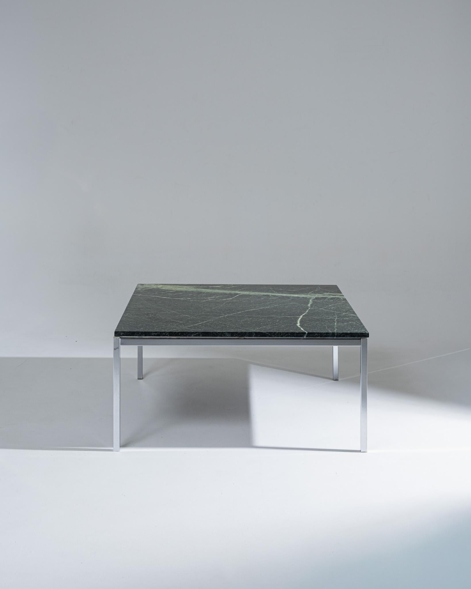 Mid-Century Modern Square green marble coffee table, 1970s For Sale