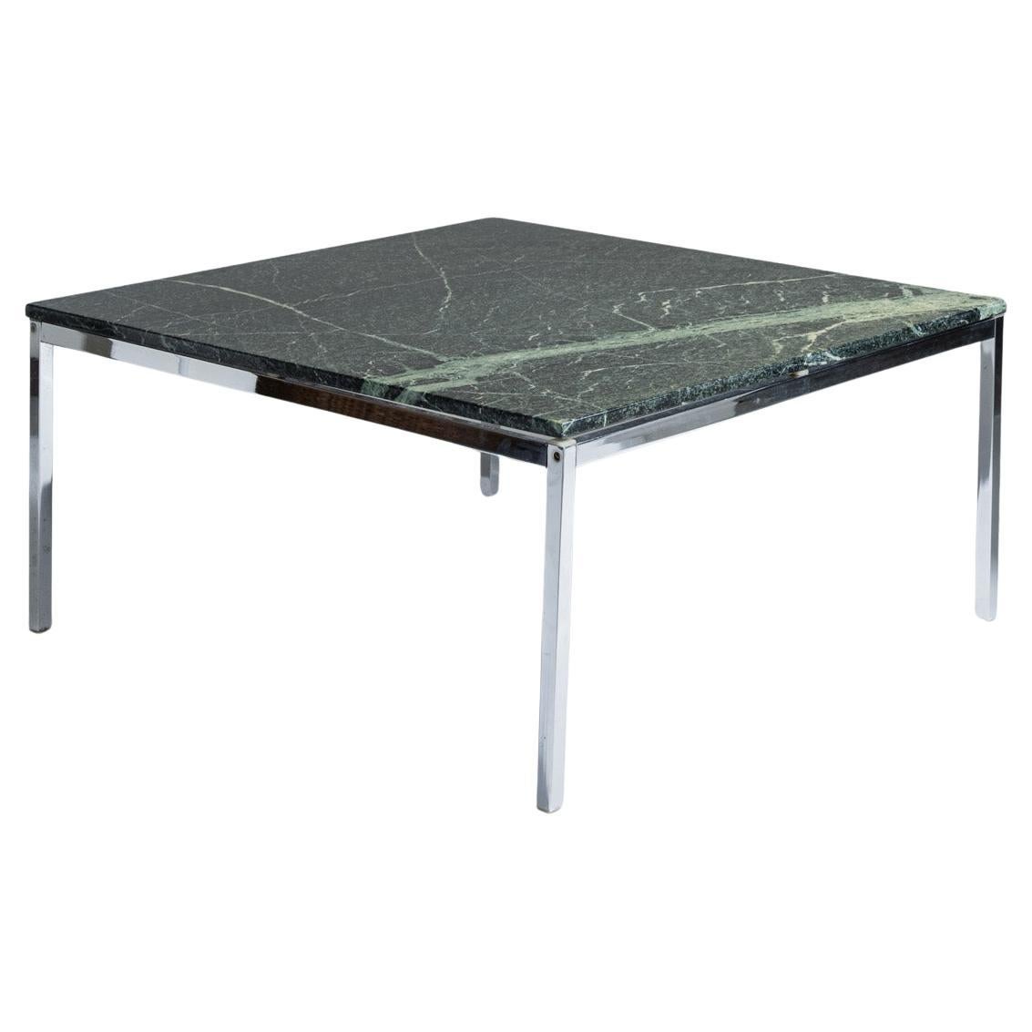Square green marble coffee table, 1970s For Sale