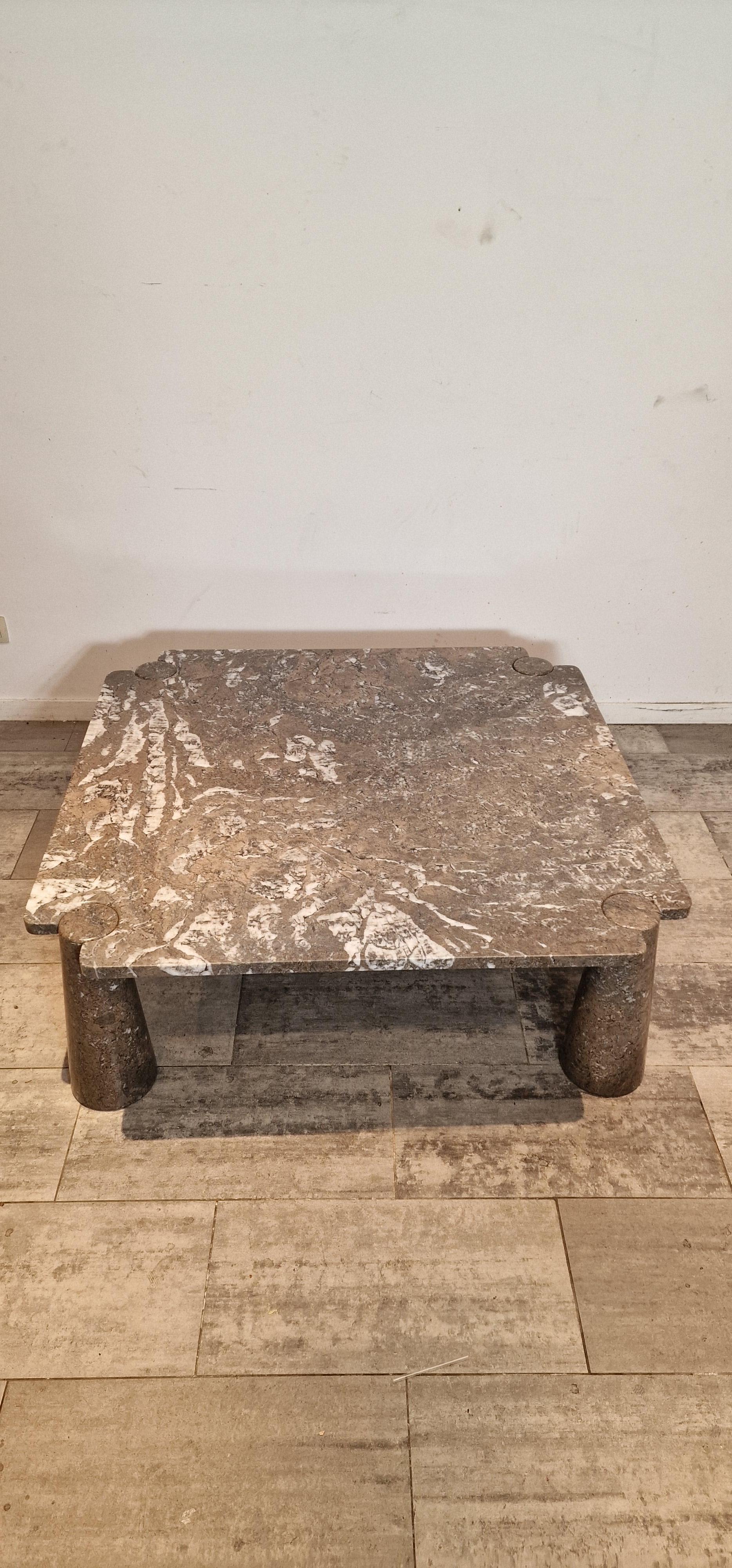 Late 20th Century Square Grey Marble Coffee Table and scale form Angelo Mangiarotti  For Sale