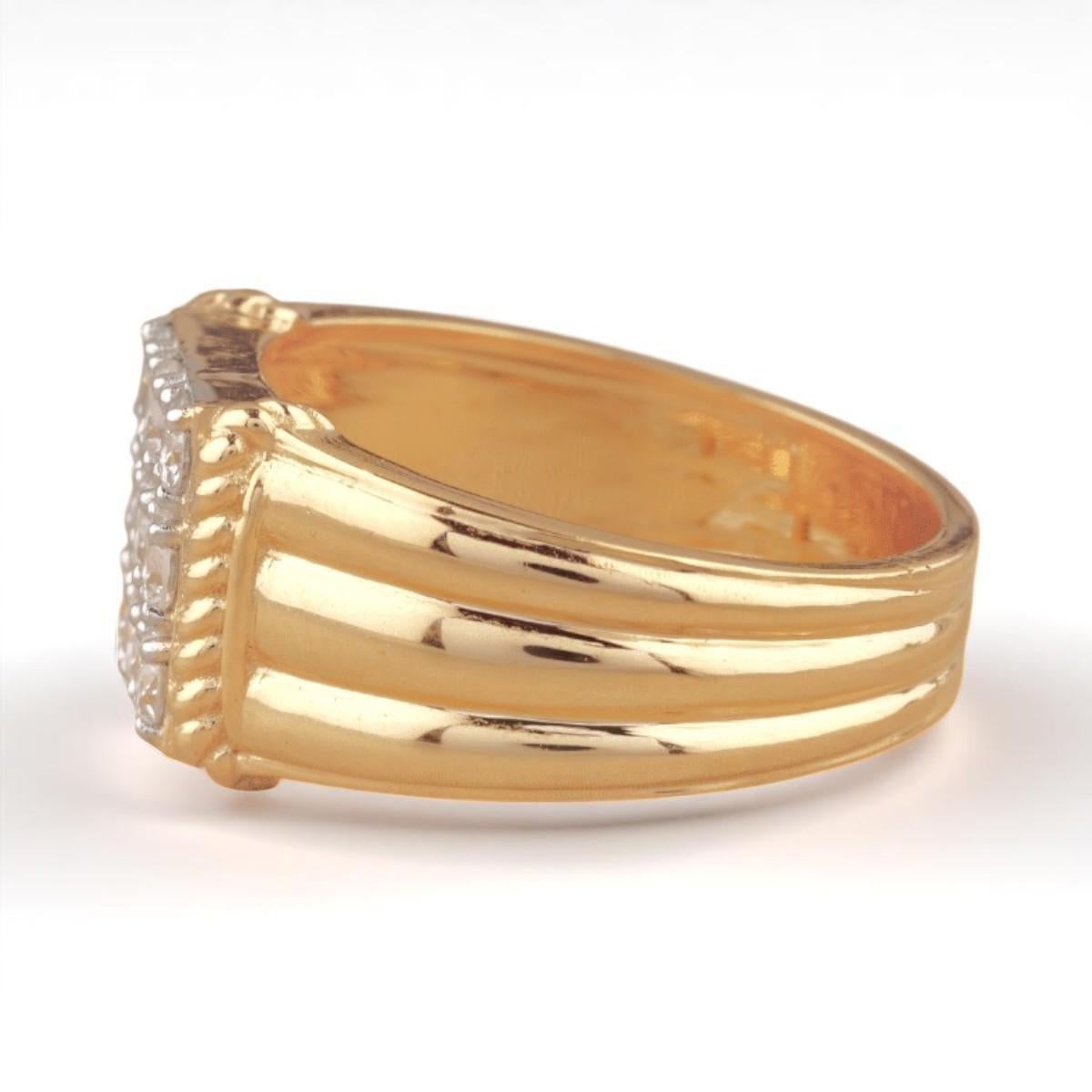 Women's Square Grid Men's Diamond Ring in 14k Solid Gold (Certified) For Sale