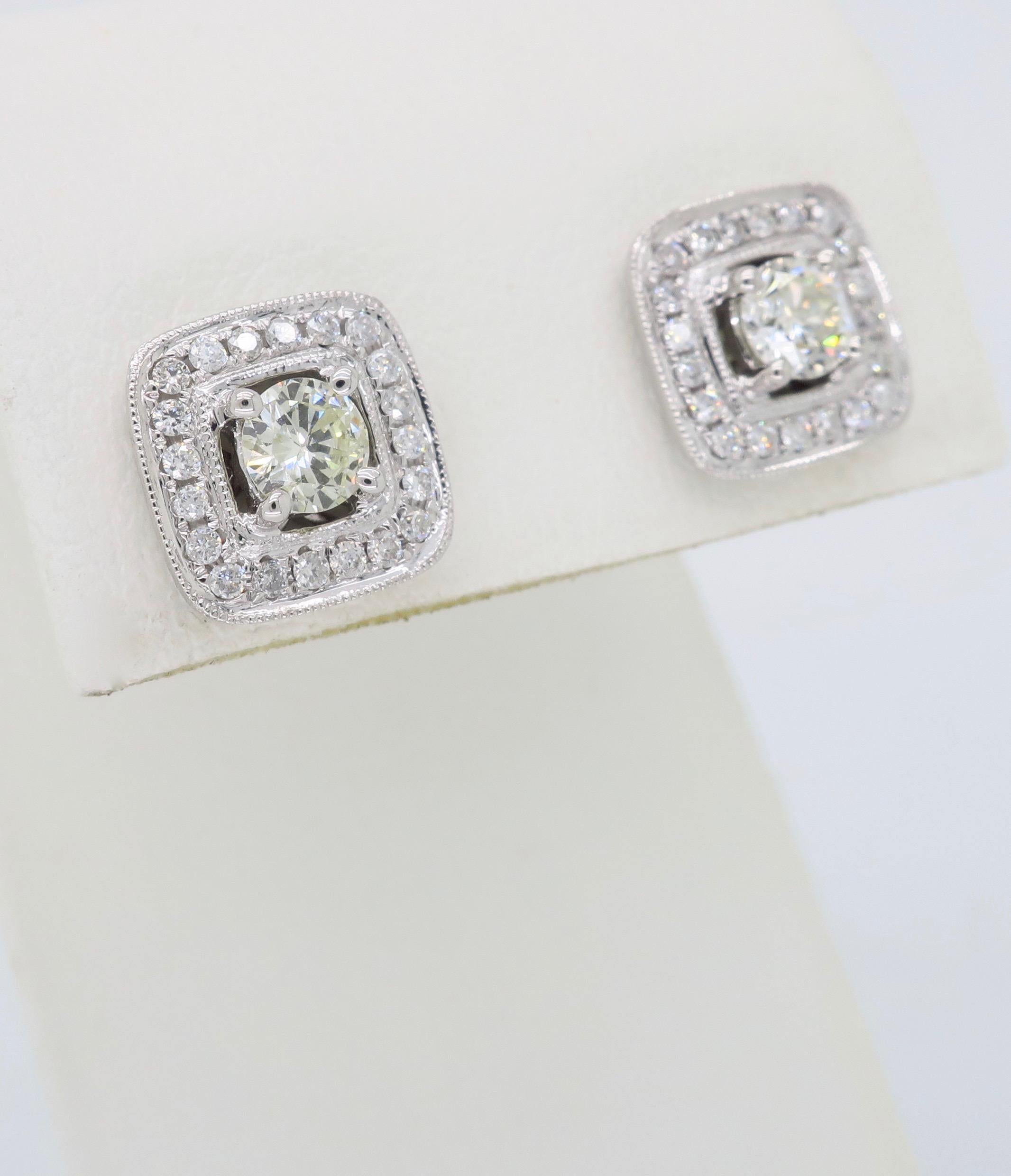square halo diamond earrings