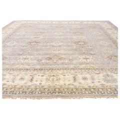 Square Hand Knotted Silver Wash Karajeh Pure Wool Oriental Rug Square Hand Knotted Silver Wash Karajeh Pure Wool Oriental Rug