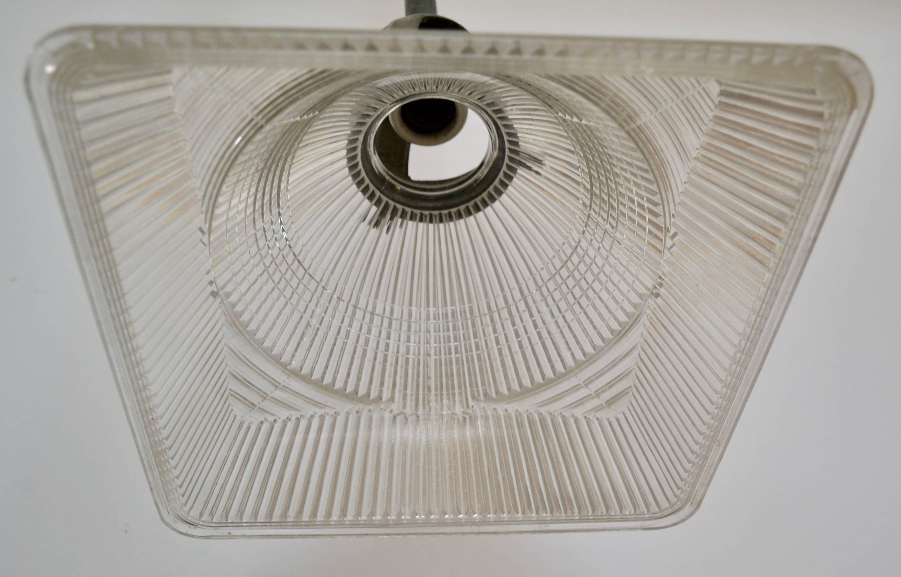 20th Century Square Holophane Pendant Light For Sale