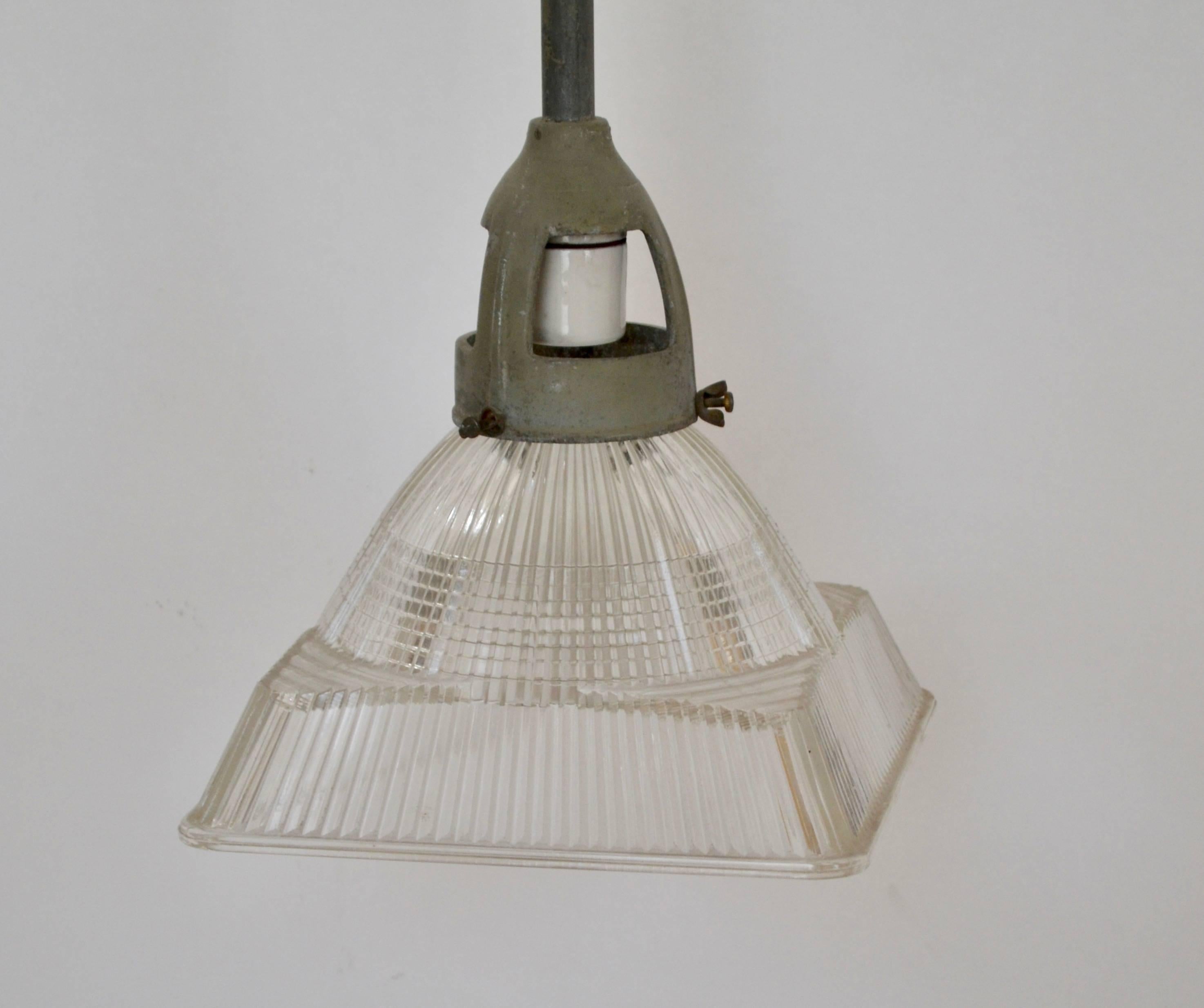 Square Holophane Pendant Light For Sale 1