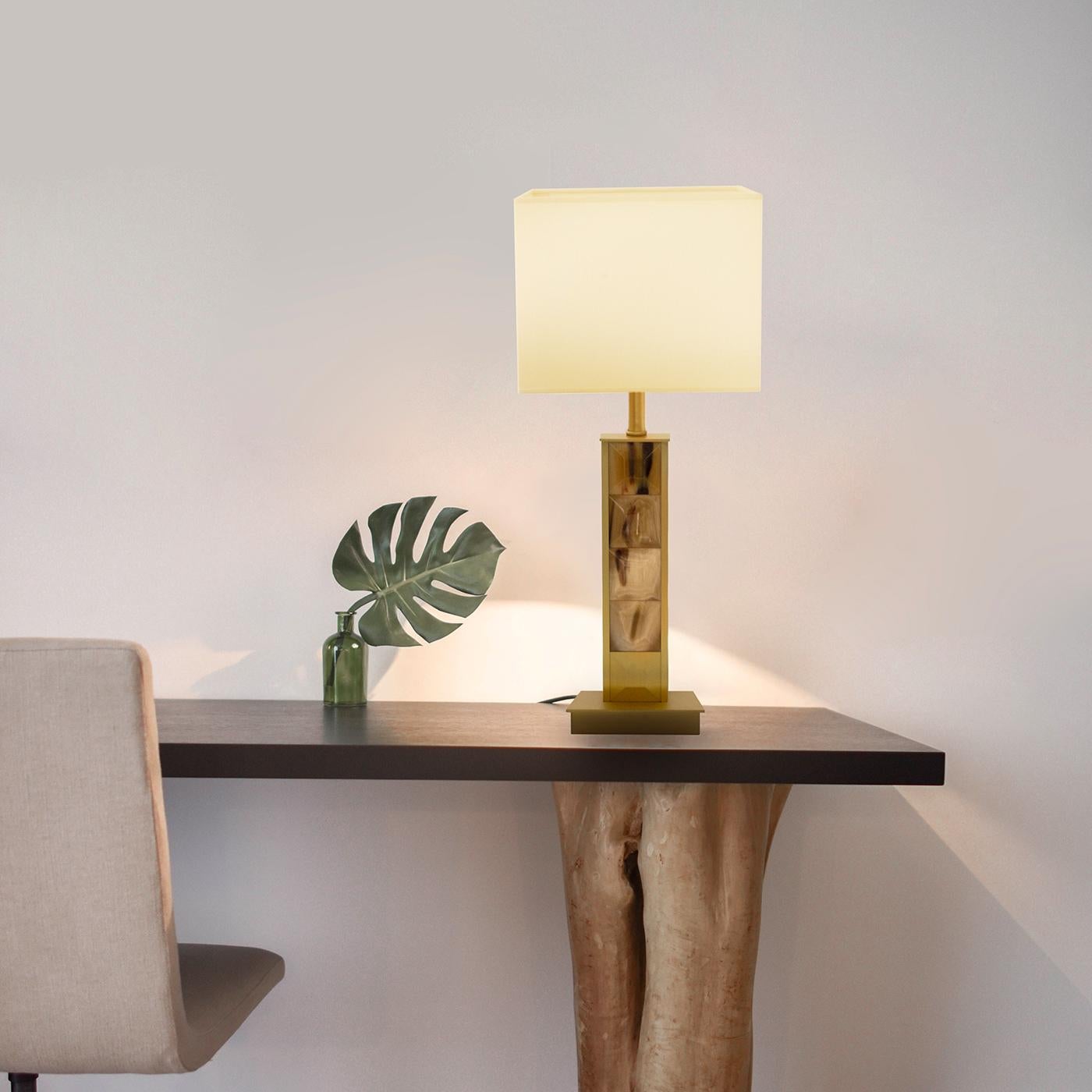 Italian Square Horn Table Lamp by Zanchi 1952