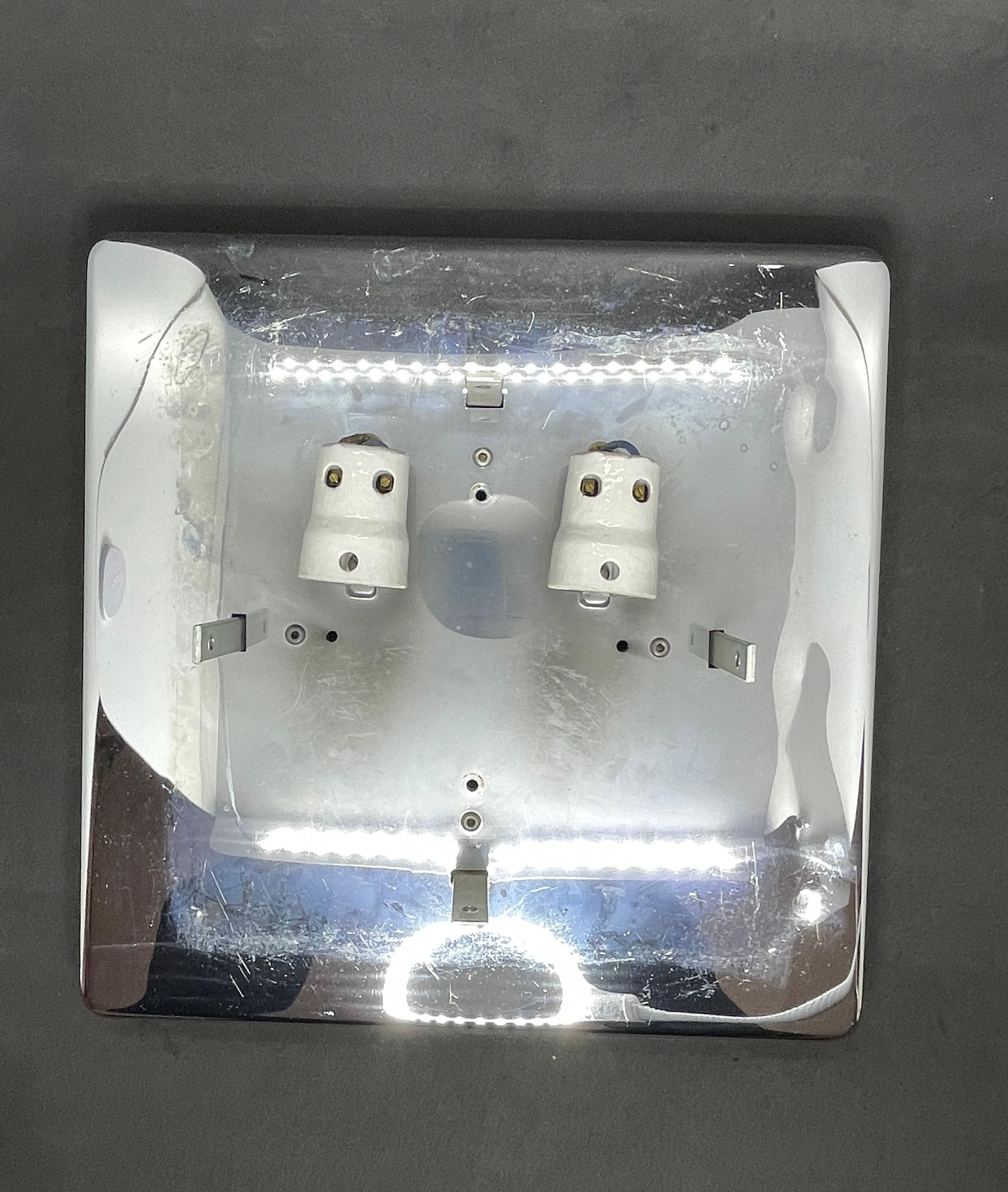 Square Ice Glass and Chrome Flush Mount, Germany, 1970s For Sale 2