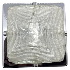 Monture encastrée carrée en verre glacé et chrome, Allemagne, 1970