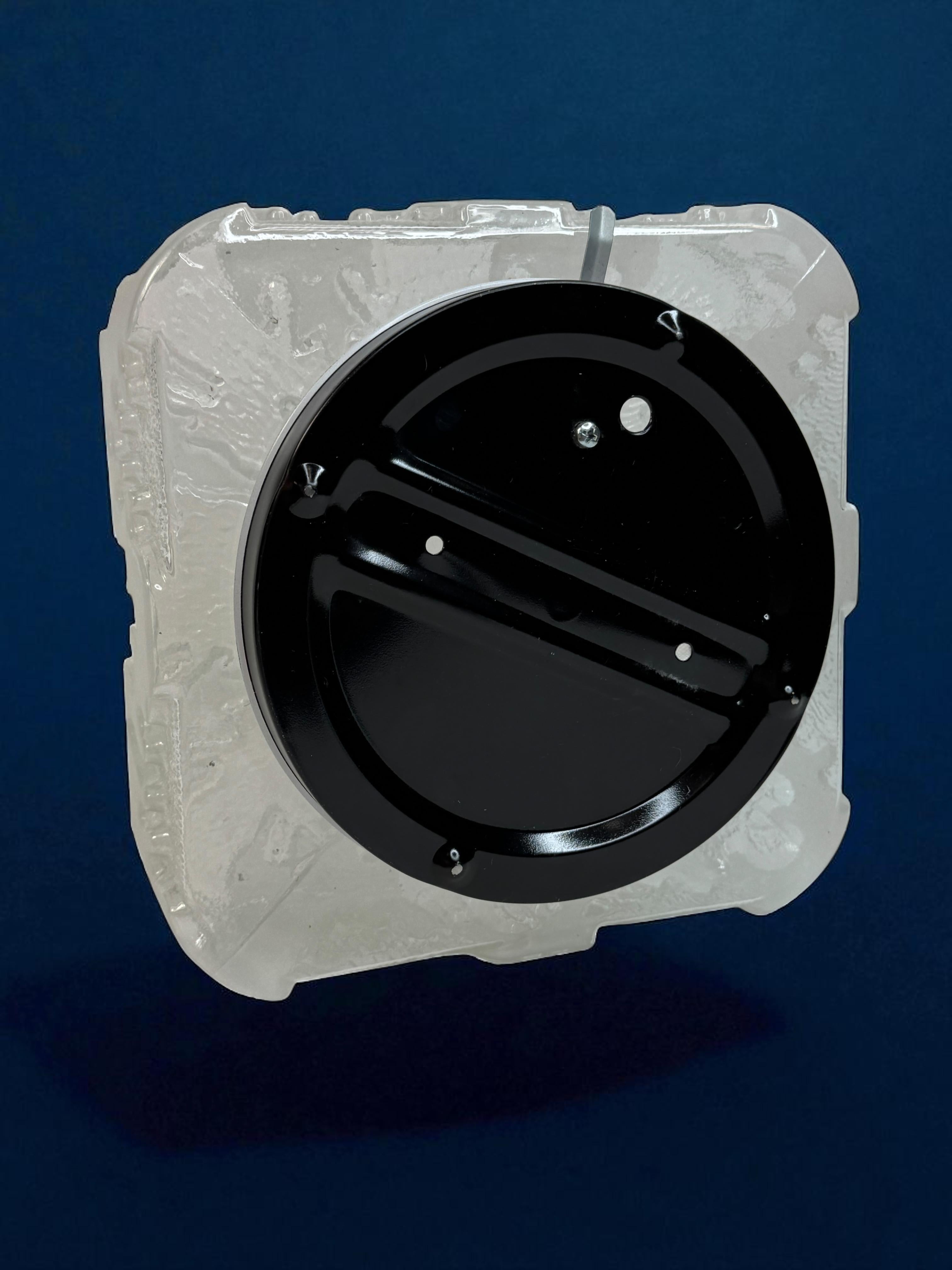 Square Ice Glass Flush Mount Ceiling Light Honsel Leuchten, Germany For Sale 6