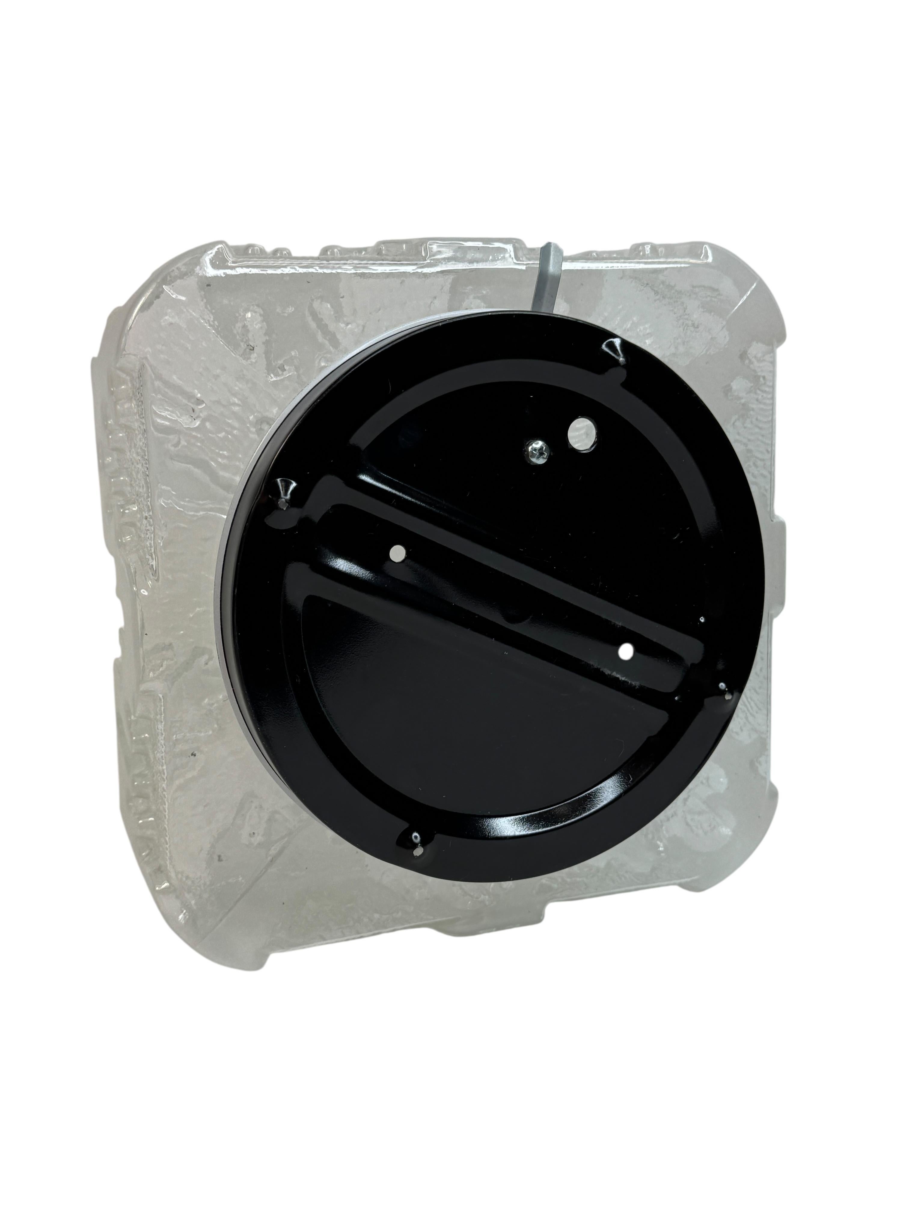 Late 20th Century Square Ice Glass Flush Mount Ceiling Light Honsel Leuchten, Germany For Sale
