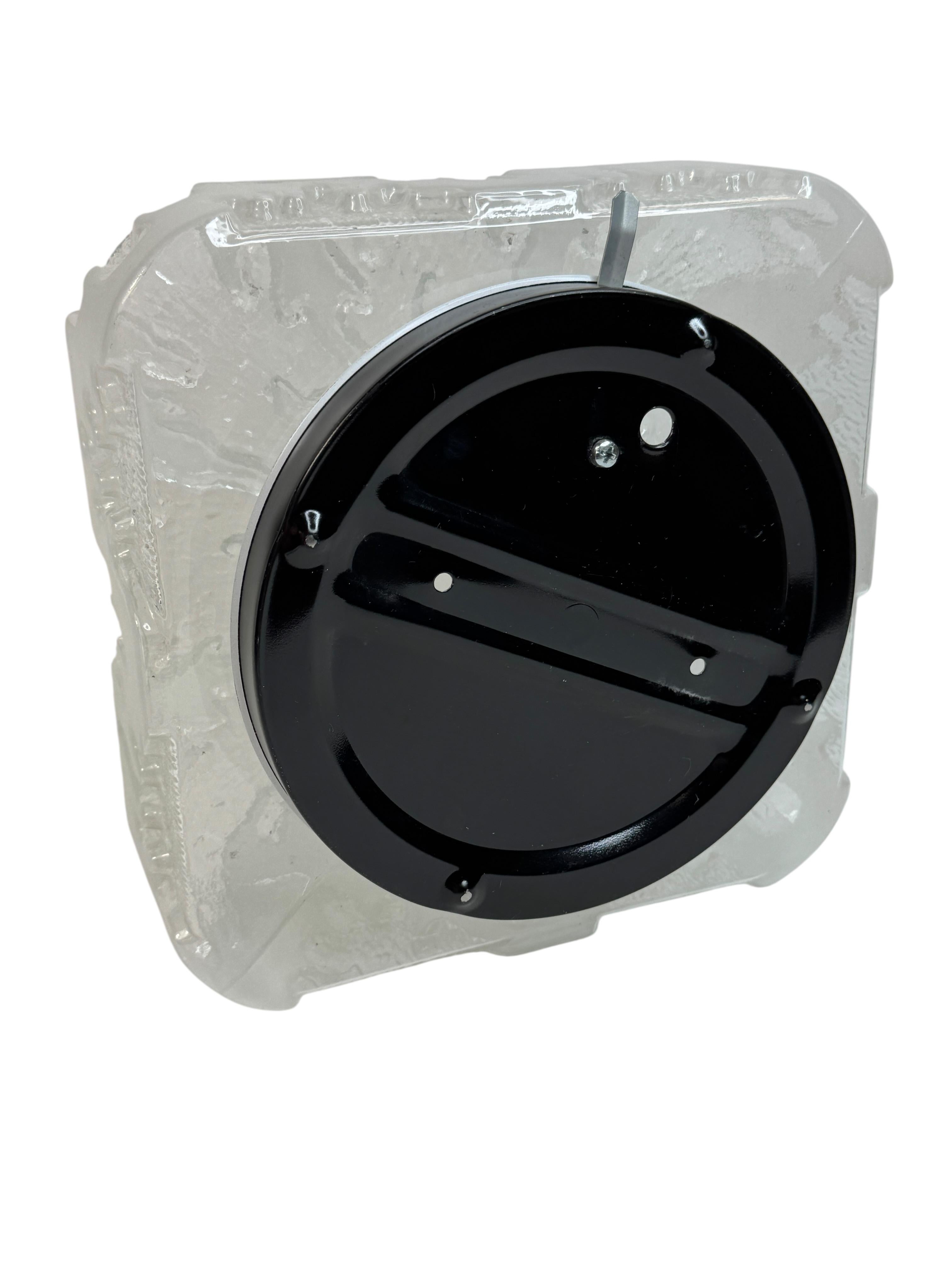 Metal Square Ice Glass Flush Mount Ceiling Light Honsel Leuchten, Germany For Sale